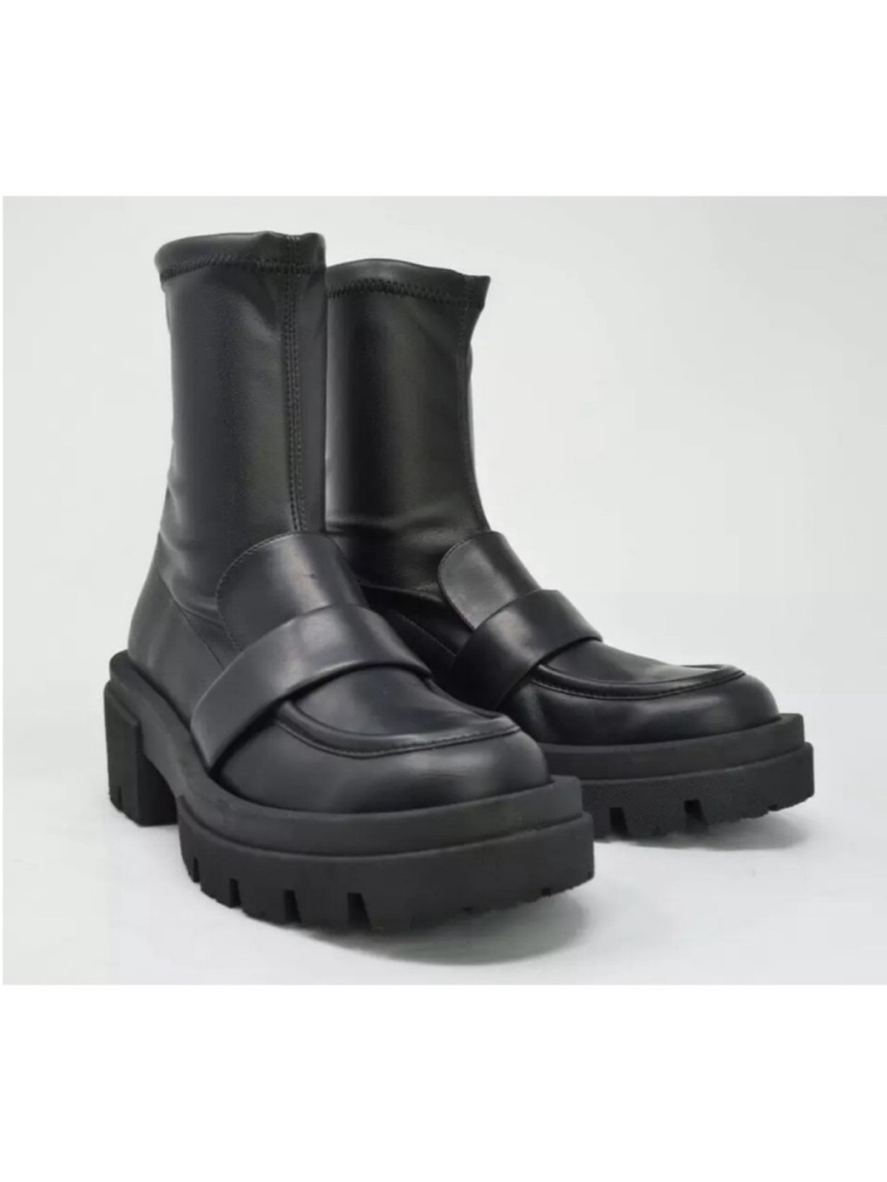 Women's Black Equitare loafer Leather Booties size 38